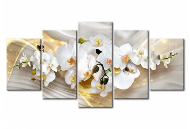 cuadro de varias piezas para salón flores orquídeas