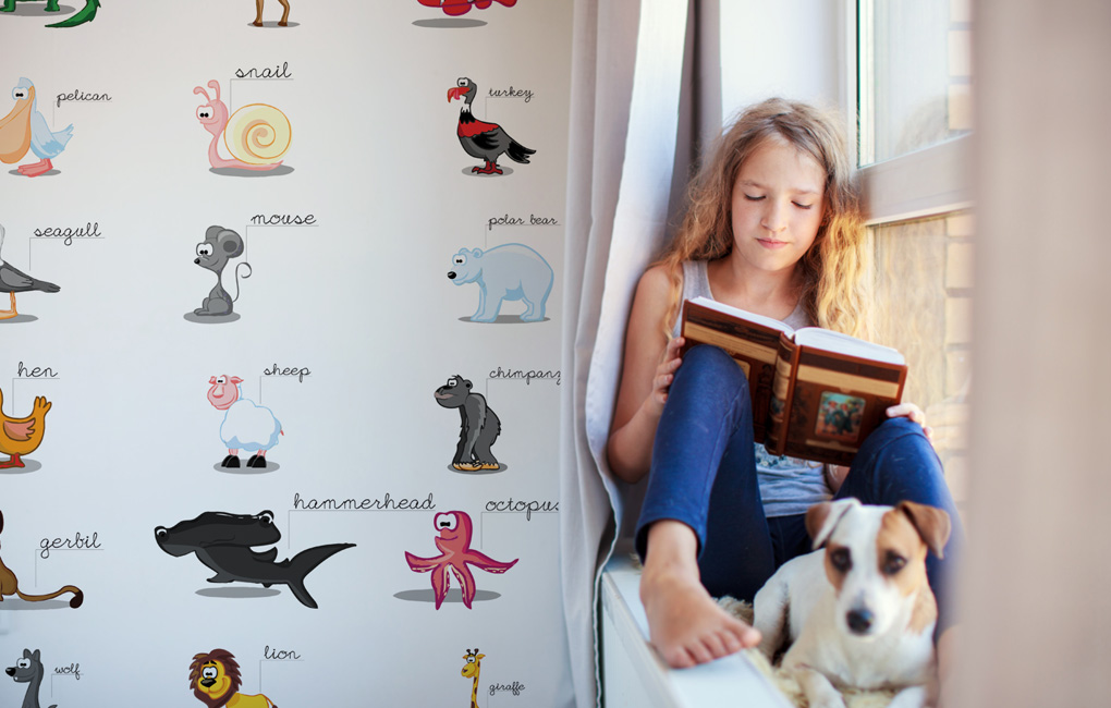 fotomural educativo para alumnos habitación infantil animales