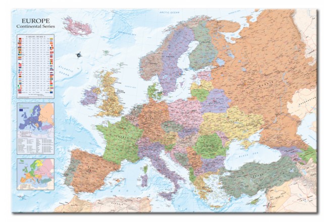 tablero de corcho con el mapa de Europa