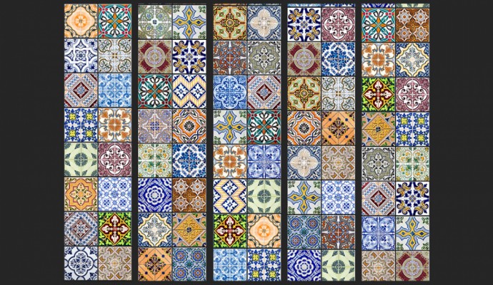 papel pintado colorido mosaico ornamentos