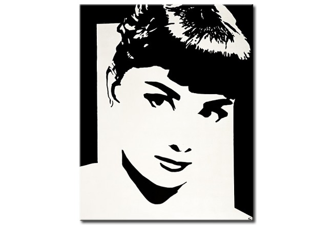 cuadro glamour en blanco y negro de Audrey Hepburn