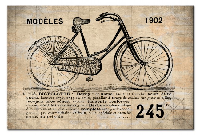 cartel de chapa vintage retro bici en sepia