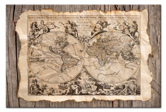 tablero de corcho mapa vintage en sepia