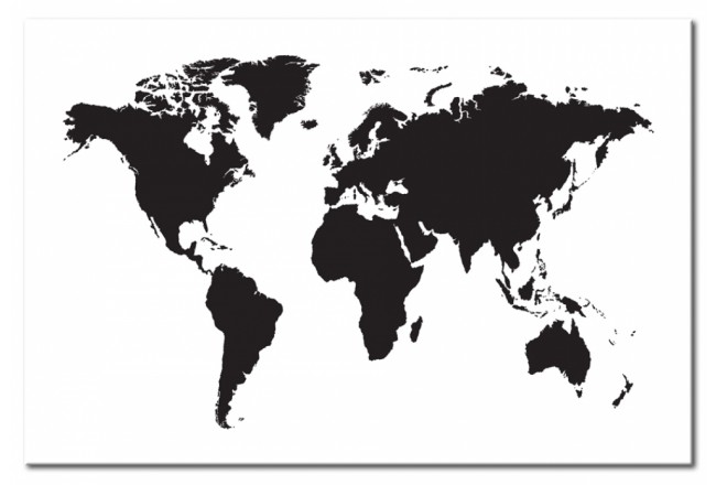 cuadro mapamundi continentes blanco y negro
