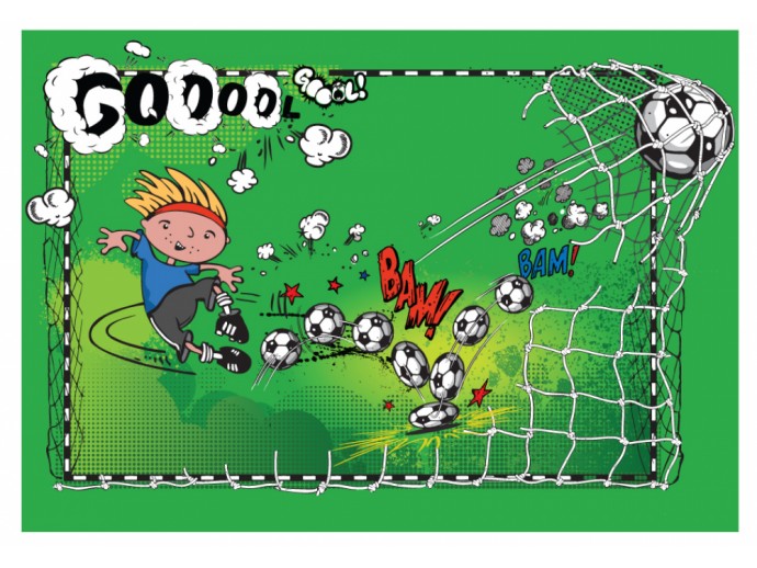 fotomural fútbol gol dibujos animados para habitación infantil