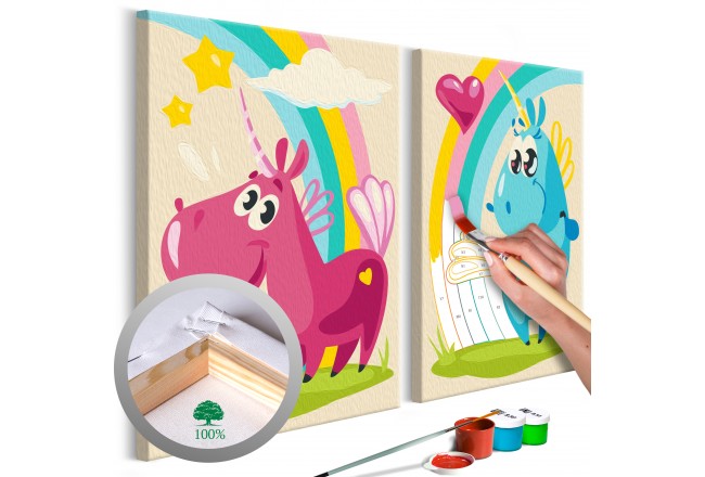 cuadro de pintar por números niños unicornios