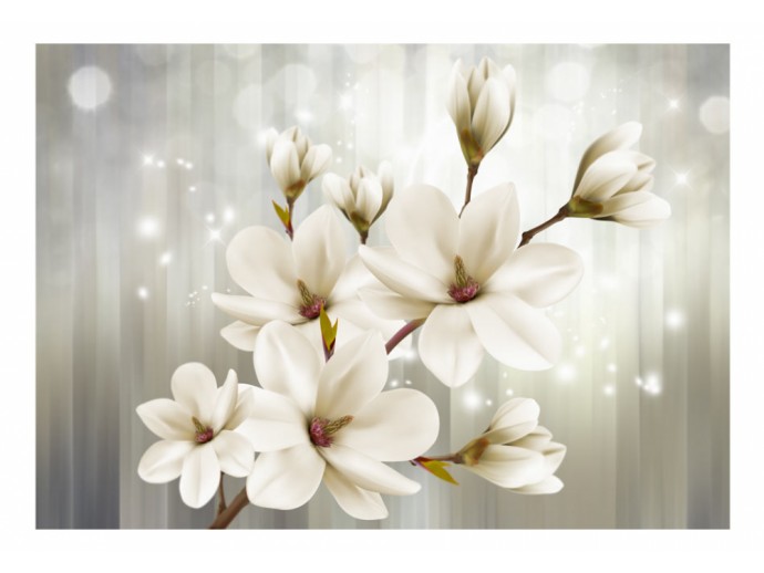 fotomural glamour para salón flores magnolias