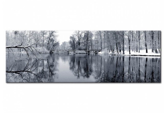 cuadro invernal paisaje parque puente
