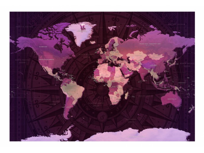 fotomural mapamundi rosa náutica violeta ultra violet