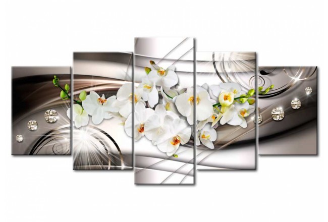 cuadro para salón flores magnolia orquídea diamantes glamour