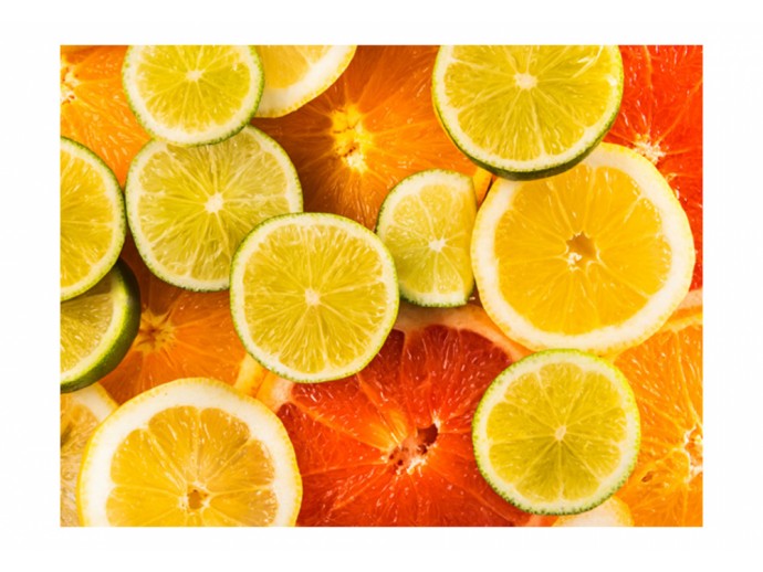 fototapeta do kuchni jadalni owoce cytrusy limonka pomarańcza cytryna grejpfrut