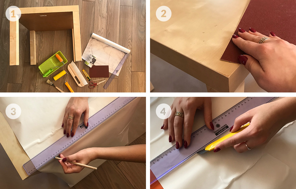 Papel para muebles: decorar una mesita con papel pintado autoadhesivo