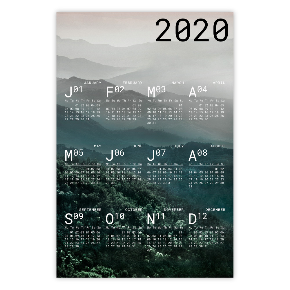 2020 Calendar: Mountains in the Fog [Poster] 