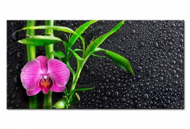 cuadro acrílico para cuarto de baño orquídea violeta