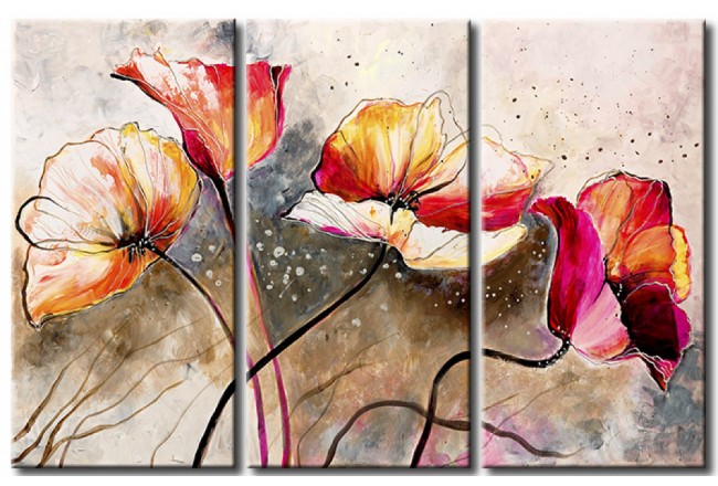 cuadro pintado amapolas flores